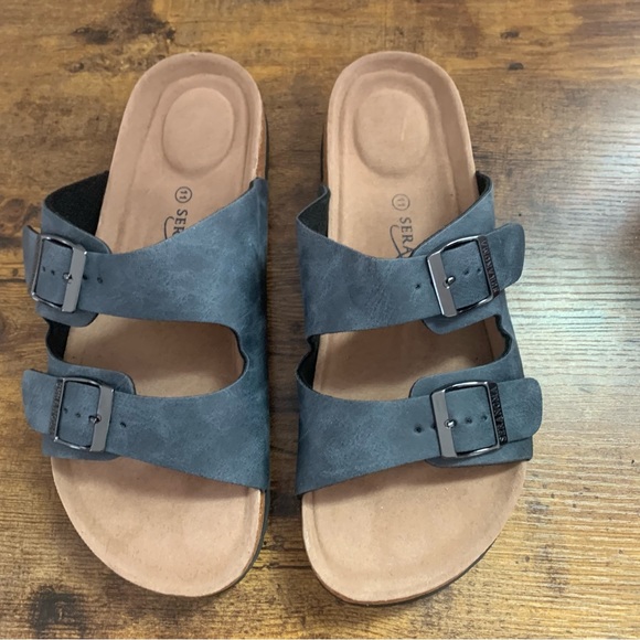 Seranoma Womens Double Buckle Slide Sandals 11 New without Tag - Picture 1 of 11
